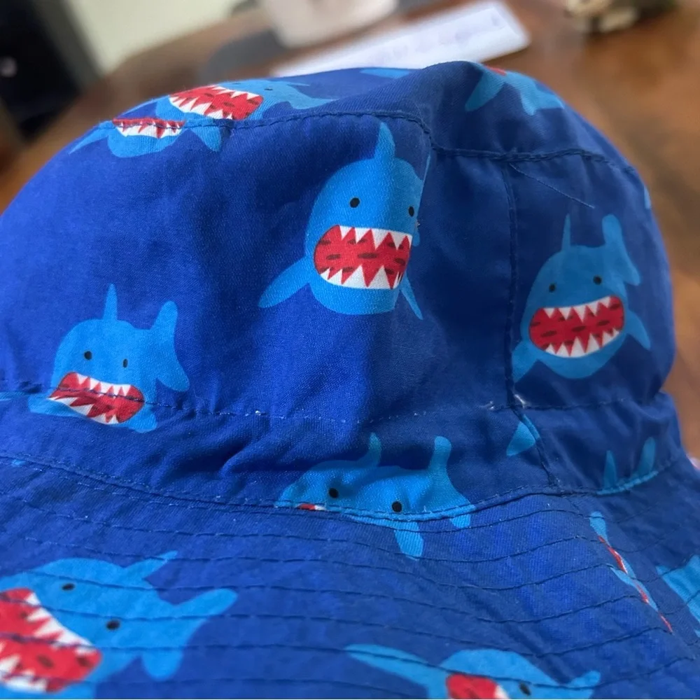 Shark Sun Hat UPF 50 • 3–5T • Adjustable/Removable Strap • Beach & Pool Ready 🦈